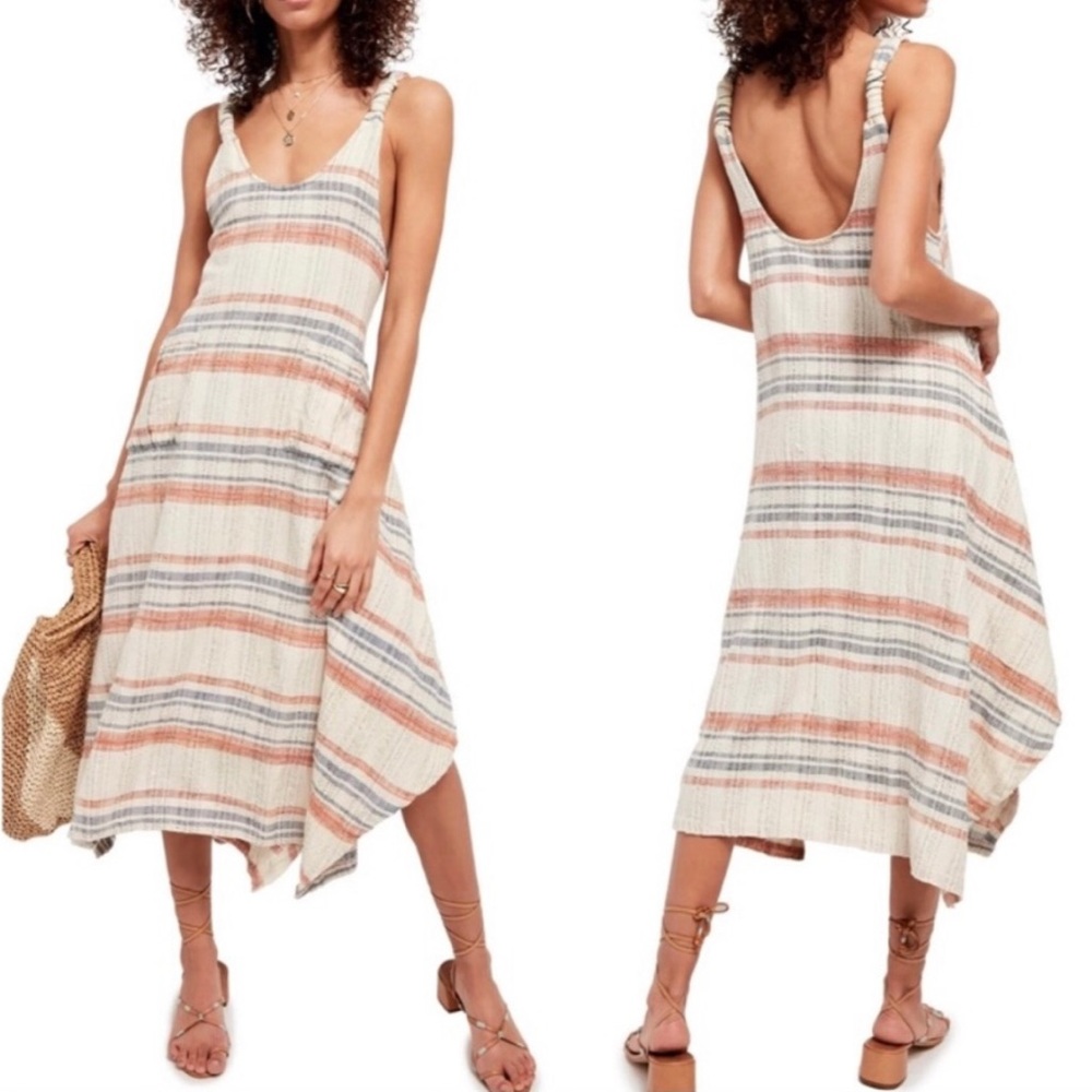 Free People Harper Striped Maxi Dress in Natural medium